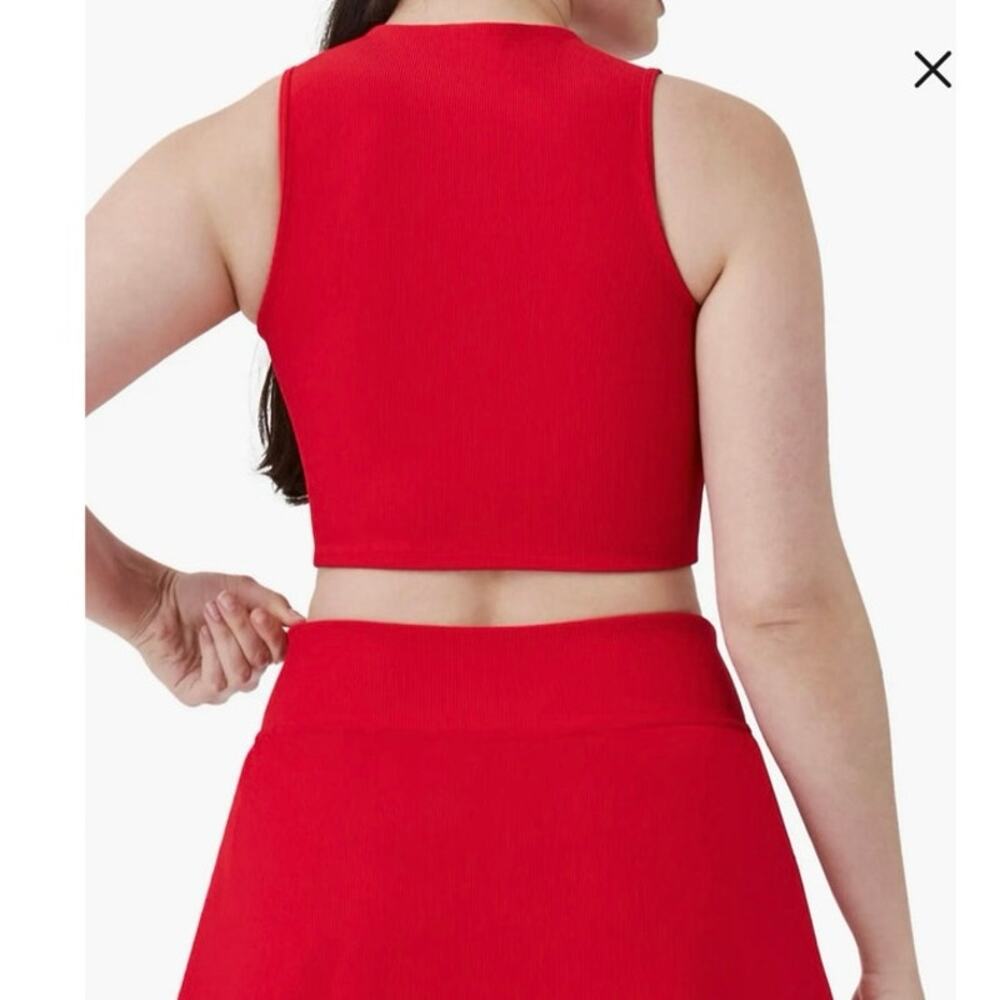New nwt spanx contour rib mock neck crop top in spanx red - Picture 2 of 3